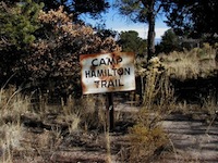 Sign to Camp Hamilton Trail