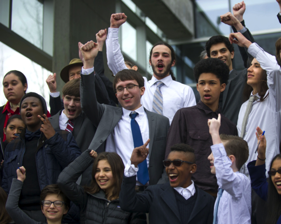 Young plaintiffs in Juliana v USA, cheering